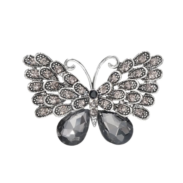 Nuevo broche vintage de plata con cristal grande, broches de joyería fina para mujer