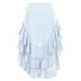 thumbnail image 6 of GigrtiJin Women Ruffle Mini Skirt Asymmetrical Hem Flowy Layered Skirt Button down A-Line Skirt High Low Beach Skirts, 6 of 7