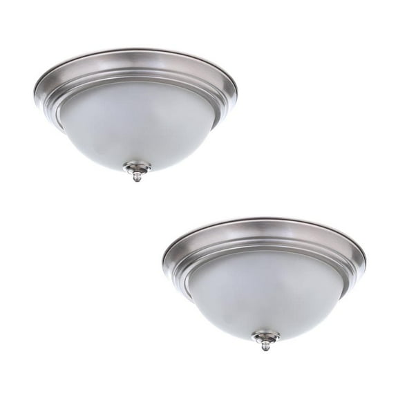 11 in. 1-Light Brushed Nickel Flush Mount (2-Pack)