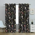 thumbnail image 3 of Boho Floral Blackout Curtain, Colorful Flower Leaves Nature Botanical Black Window Curtains Darkening Thermal Insulated Grommet Window Drapes For Living Room Bedroom Decor 42"W x 108"L (Pack of 2), 3 of 6