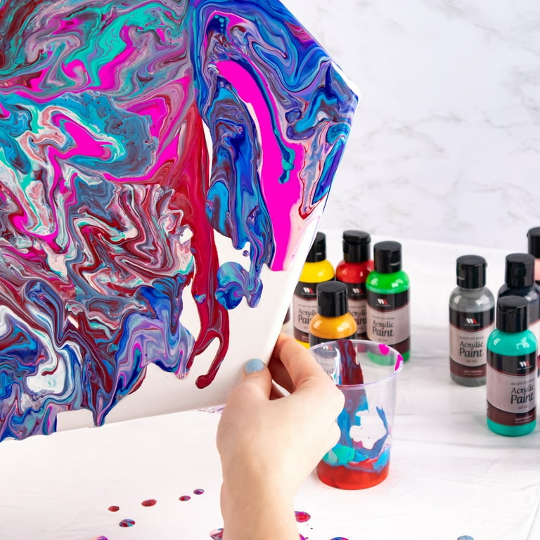 W.A. Portman Ready to Pour Paint Pouring Kit, 12 60ml Bottles of Acrylic  Pour Paint