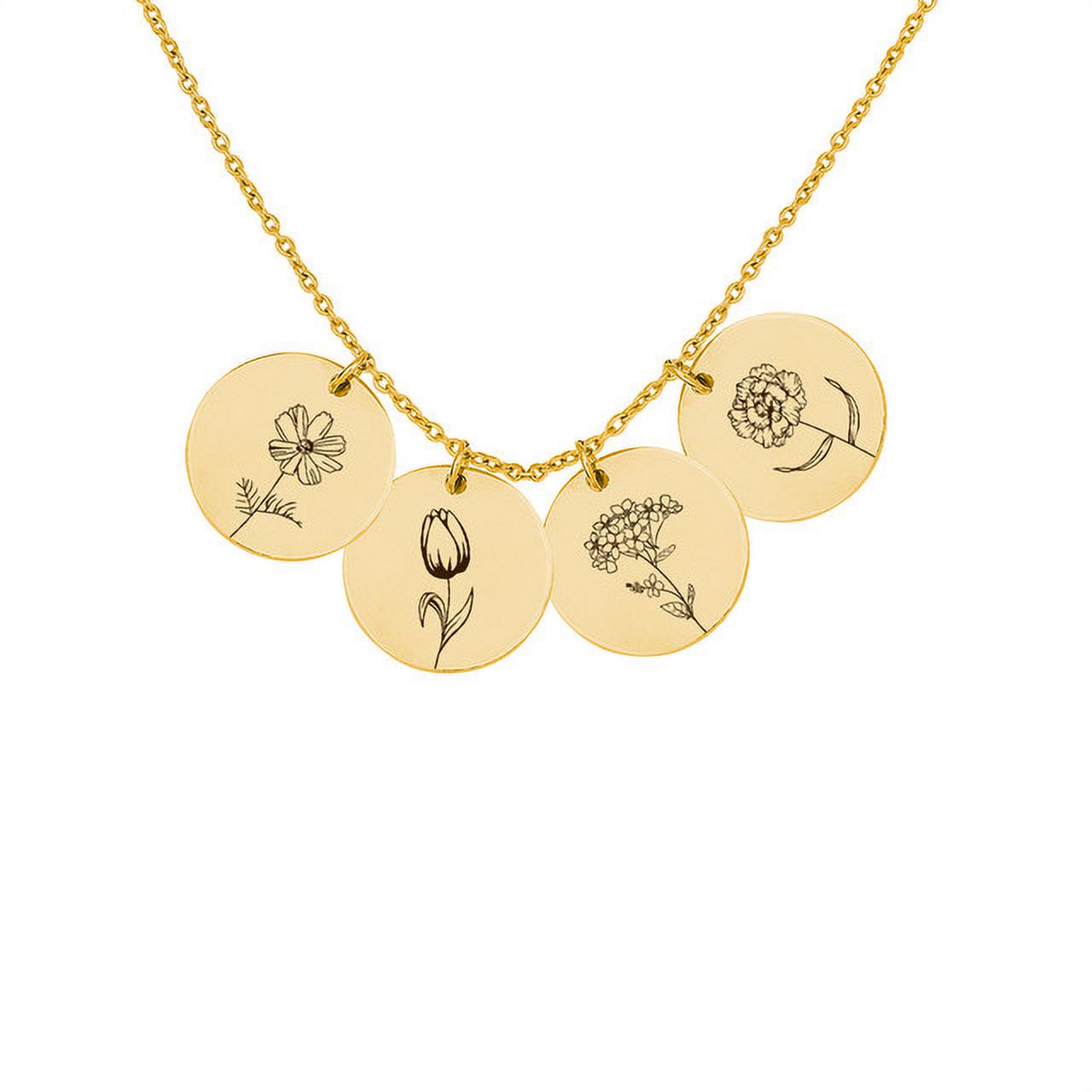 Personalized Birth Flower Necklace - Birthflower Necklace With Back Initial - Poppy Flower Charm - Birth Flower Gift - Birthday Gift for Daughter