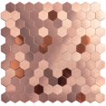 thumbnail image 1 of QMARK Azulejos autoadhesivos para cocina, azulejos de metal para salpicaduras, paquete de 6, superficie de aluminio de 11 pulgadas, adhesivo de metal 3D para salpicaduras para estufa (cobre), 1 of 1