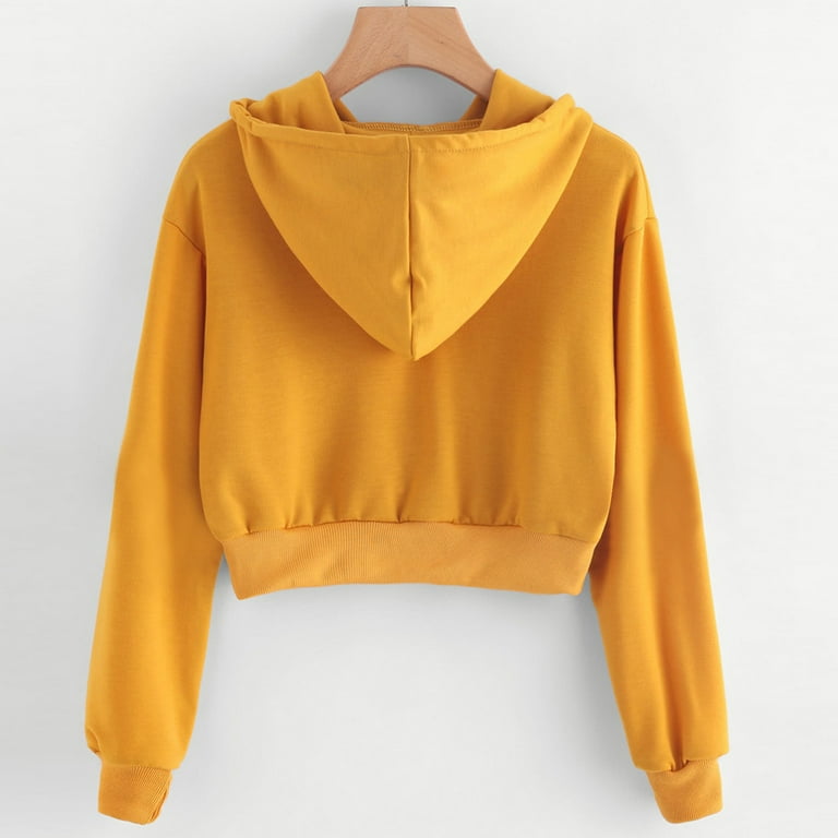 Yellow sweatshirt crop top hotsell
