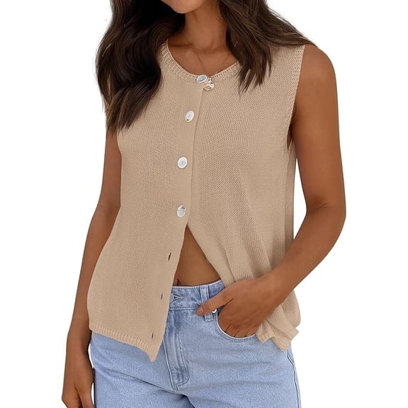 PRETTYGARDEN Womens Sweater Vest Spring Tops Cute Summer Sleeveless Cardigan Casual Knit Button Up Tank Tops