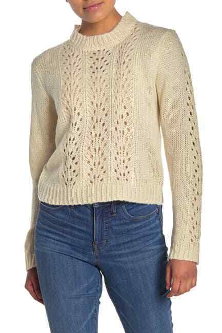 Open Stitch Pullover Sweater M Ivory 