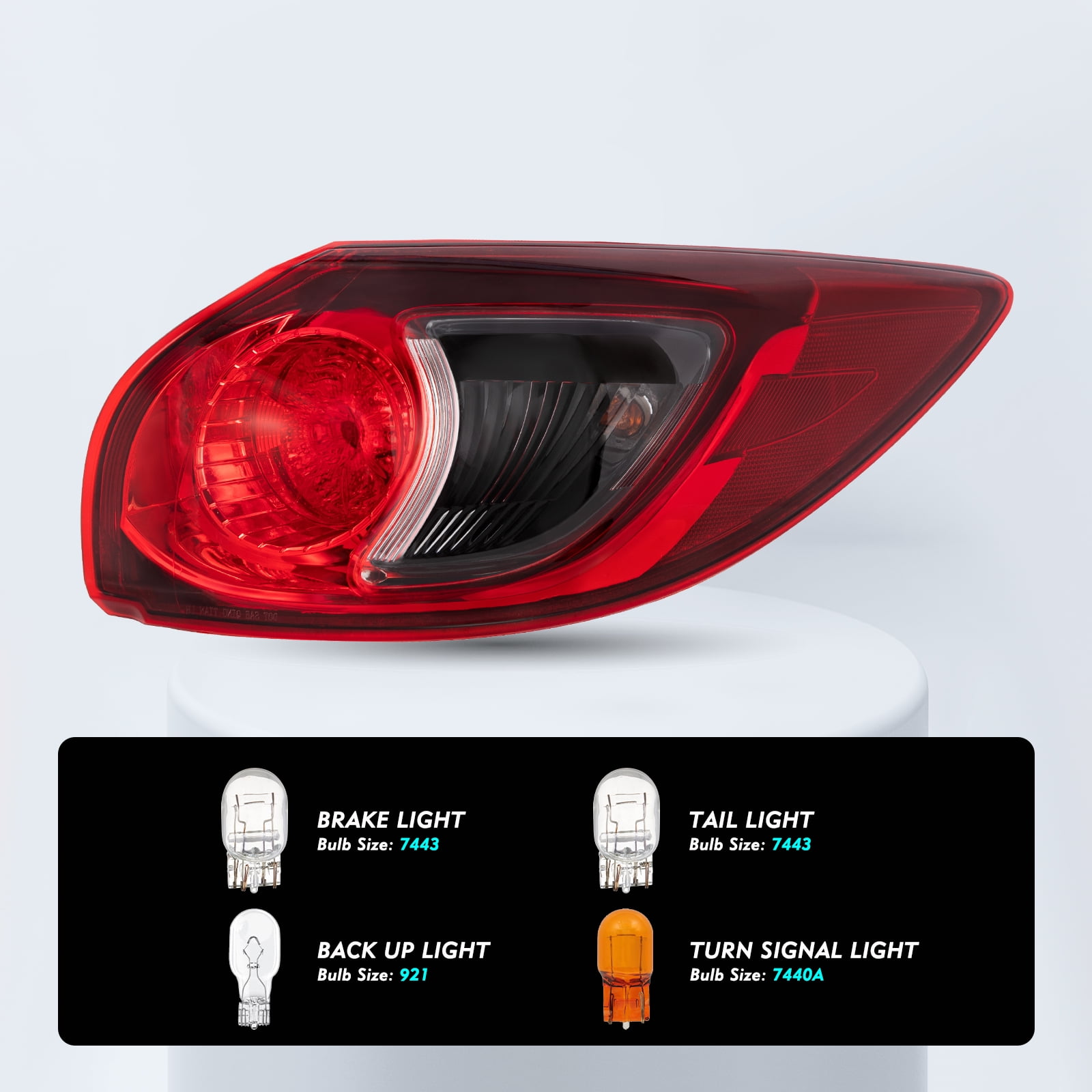 For 2013-2016 Mazda CX-5 Passenger Side Tail Light Outer Body Mounted Bulb Type