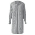 thumbnail image 4 of Arlun Aran Cardigan Sweaters for Women Oversized Cable Knit Open Front Hooded Cardigans Coats Solid Color Long Sweater Coats Fashion Winter Warm Outwear Light Gray M, 4 of 5