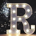 thumbnail image 1 of Light Up Letters, Glitter Letter Lights Battery Powered Silver Marquee Letters LED Alphabet Letter Sign for Night Light Wedding Birthday Party Girls Gifts Christmas Home Bar Decorations-Shiny Letter R, 1 of 5