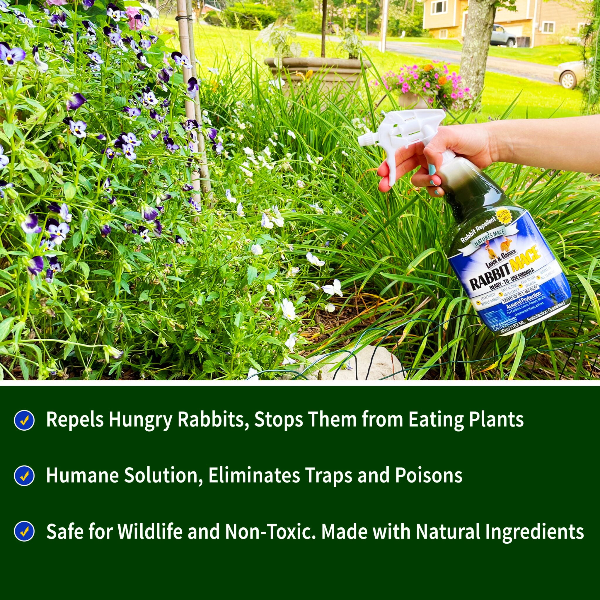 Nature's Mace Rabbit Repeller, 40oz Concentrate, Makes 5 Gallons of Spray, Treats 28,000 Sq.ft