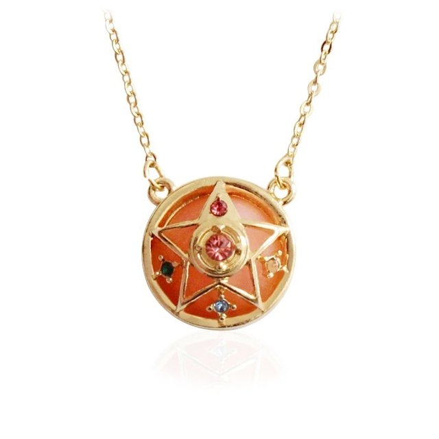 Collar Con Colgante De Gema De Cristal Rosa Con Incrustaciones De Oro Amarillo De 18 Quilates Para Mujer