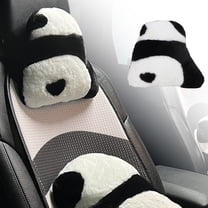 HOZVOMI Breathable Mesh Car Seat Cushion - Cute Design with Bearcat Headrest and Lumbar Support, Non-Slip for Summer, Universal Fit for Car, Office Chair, Home - Black, 49x43cm