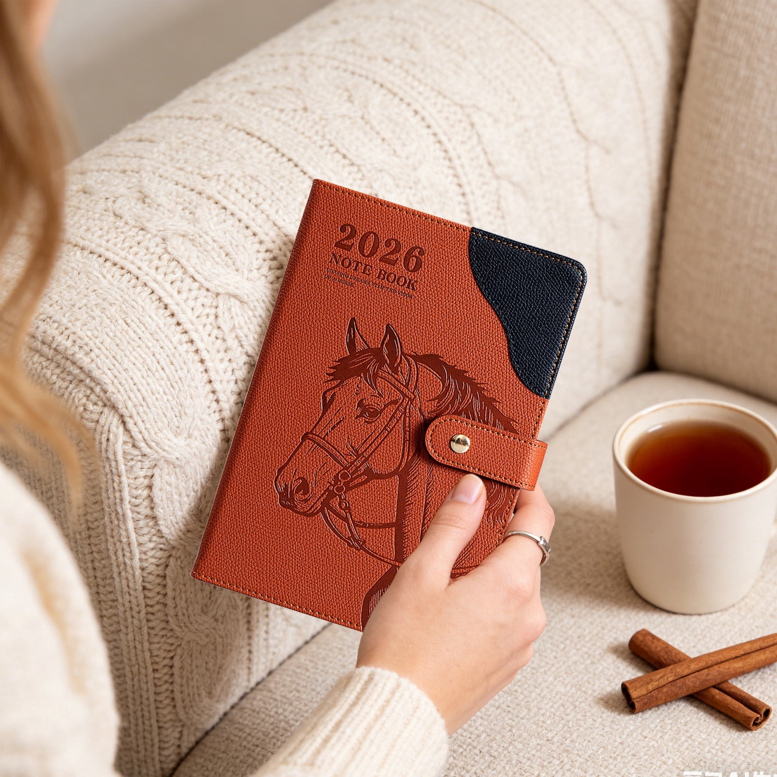 TanSiDing A5 Lined Leather Journal Notebook for Men Women, Personalized Hardcover Journal, Thick Ruled Paper Daily Diary for Travel,Business,Work,Writing