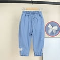 thumbnail image 2 of CYRBOKO Toddler Girls Jeans, Loose Casual Elastic-hem Comfy Denim Pants White Size 7-8 T, 2 of 3