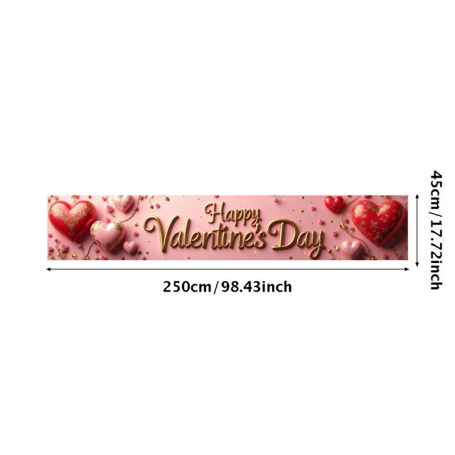 Valentine's Day Banner Heart Balloons Pink Roses Gift Box Backdrop Party Supplies Photography Props Romantic Decorations Festive Décor Background