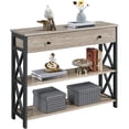 thumbnail image 3 of Topeakmart X Design Console Table w/ 1 Drawer & 2 Shelves, Gray, 3 of 7
