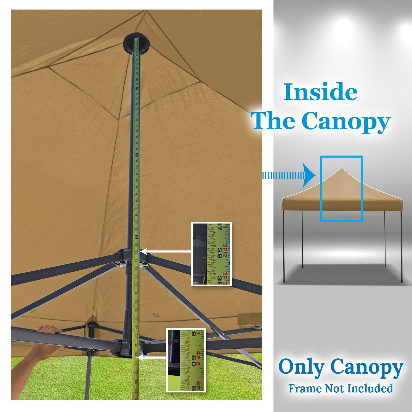 SUNNYOUTDOOR 10'x10' Canopy Replacement Top Cover for Pop Up Canopy Folding Tent Gazebo Sunshade Cover, Canopy ONLY (Tan)