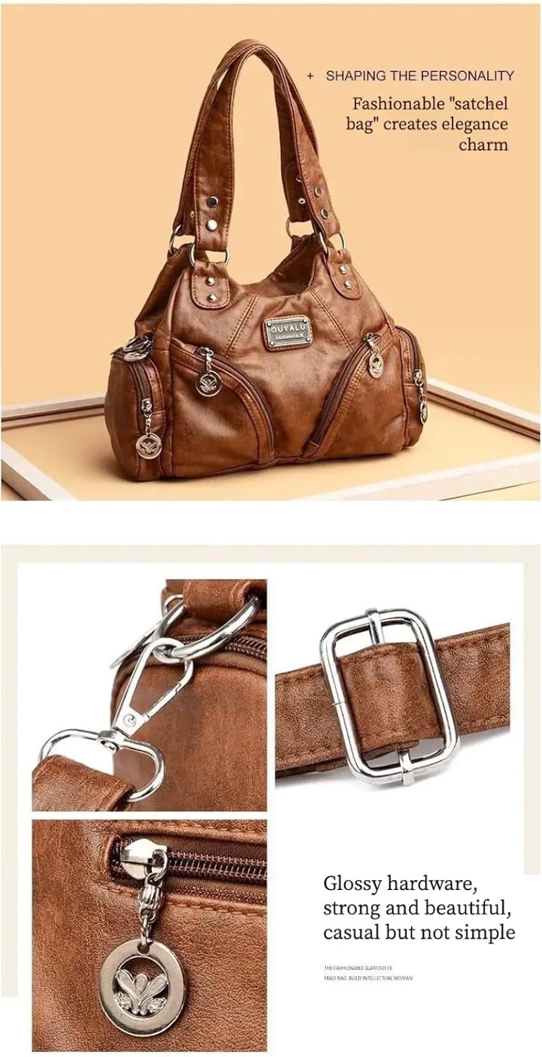 SPEKSEE Hobo Purses and Handbags for Women Leather Multi-Pocket Tote Bag with Zipper Daily Shoulder Bags