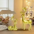 thumbnail image 3 of 2 Pcs Christmas Reindeer Sculpture, Resin Deer Christmas Decoration, Gold Resin Elk Statues for Home Decor, Ideal for Living Room, Bedroom, Office, Bookshelf, and Desk Ornaments, 3 of 7