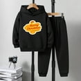 thumbnail image 3 of Toddler Boys Outfits Hoodie 100% Cotton Long Sleeve Cute Print Sweatsuit Tops and Pants 2 Pieces Child Kids Set & Outfits BK1, 7-8 Years, 3 of 7