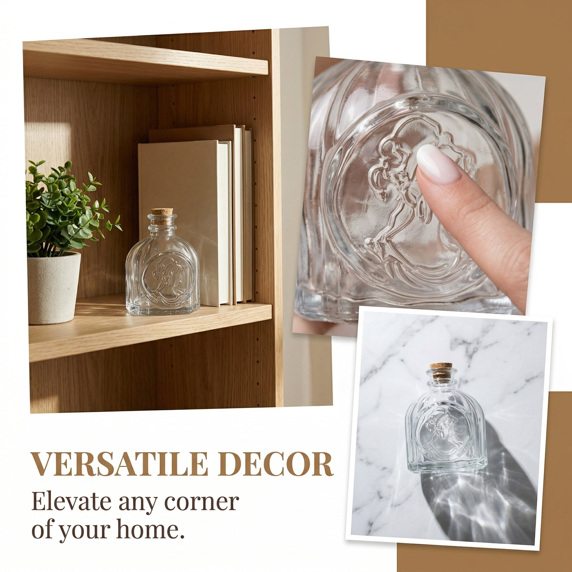 Unique Bargains 2pcs Decorative Glass Jars with Ornate Glass Stoppers Cork Cap 2.5"x2.5"x3.3"
