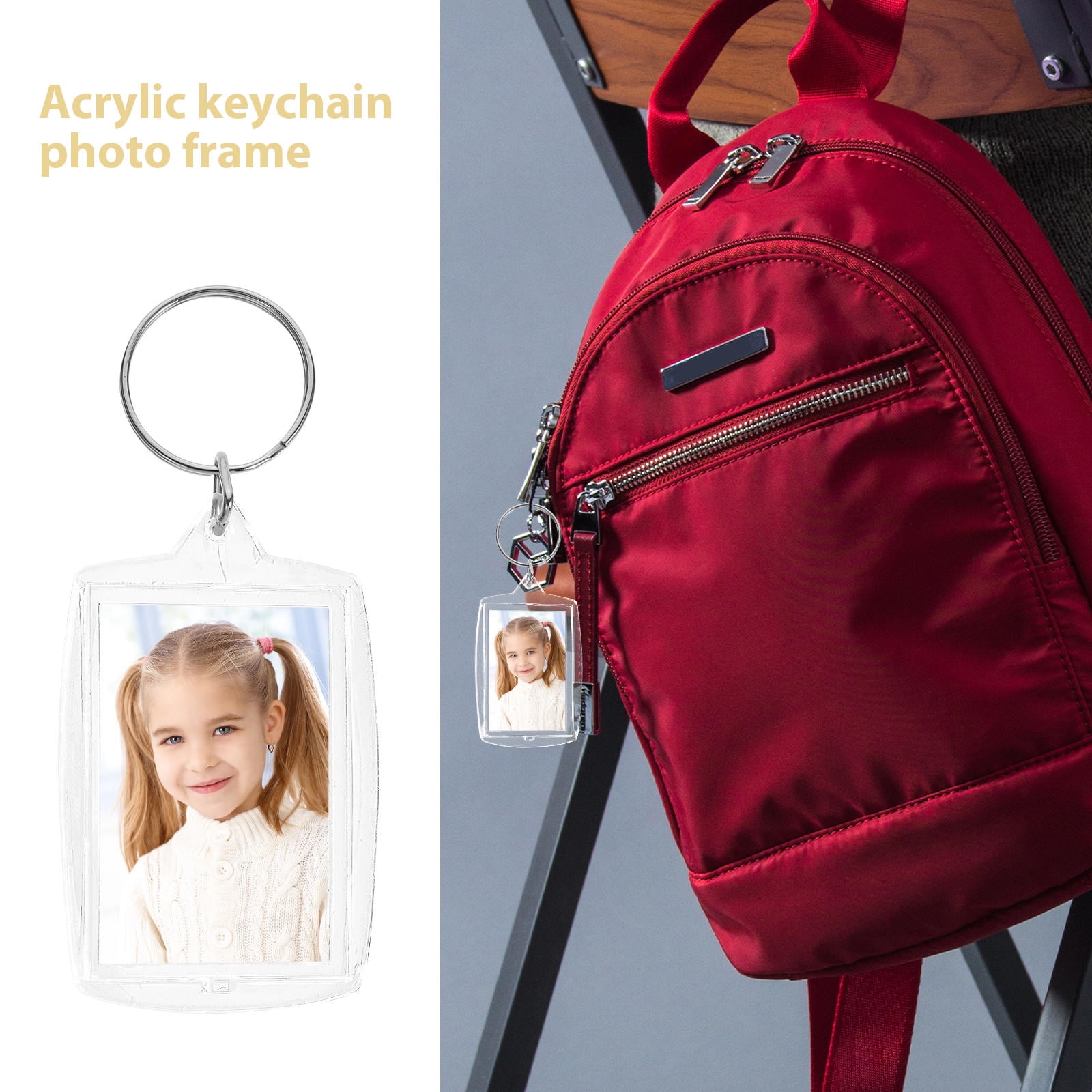 LULULION Transparent Acrylic Photo Frame Keychain Easy to Assemble 100Pcs