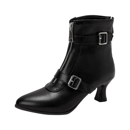 

PMUYBHF Women Fashion Stiletto Heel Ankle Boots Toe Lace up Zipper Booties Dress Short Boot 47.98