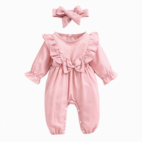 9-12 Months Newborn Preemie Infant Baby Bodysuit Romper Bodysuit Girls Romper For Infants And Toddlers Bow And Lace Long Sleeve Bodysuit Pink Bodysuit Baby Gift