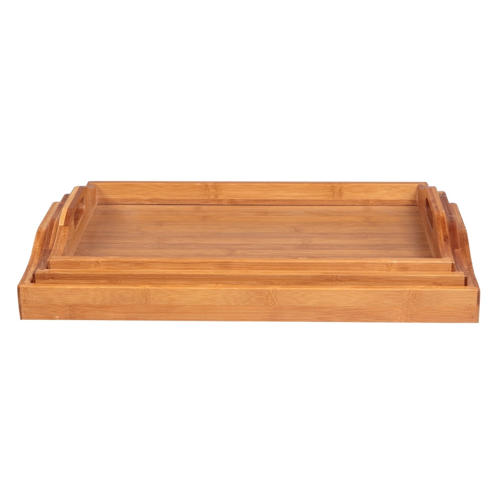 Zimtown Bamboo Bed Serving Tray With Handles, Three Piece Suit, Wood