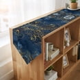 thumbnail image 4 of Luxury Floral Table Runner Linen Burlap Table Runner 60 Inches Long Blue Golden Lace Vintage Dresser Scarves for Kitchen Island Coffee Dining Room Party Wedding Banquet Holiday Decoration 13"x60", 4 of 8