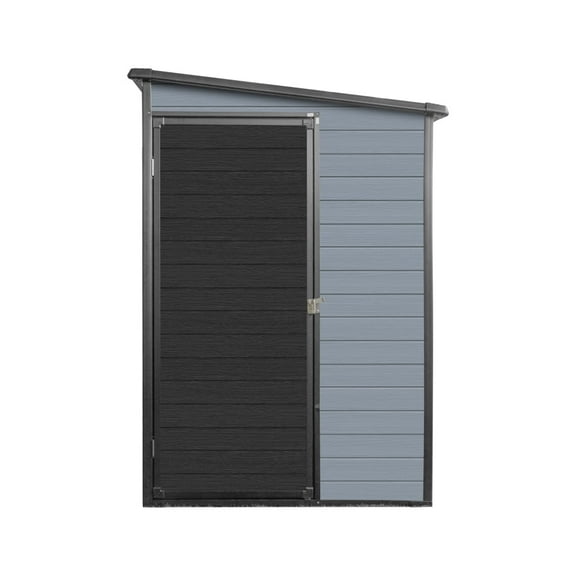 4x8FT Modern Outdoor Plastic Tool Shed– Includes Floor, 2 Windows, Lockable Storage for Bikes, Trash Cans, Garden Tools