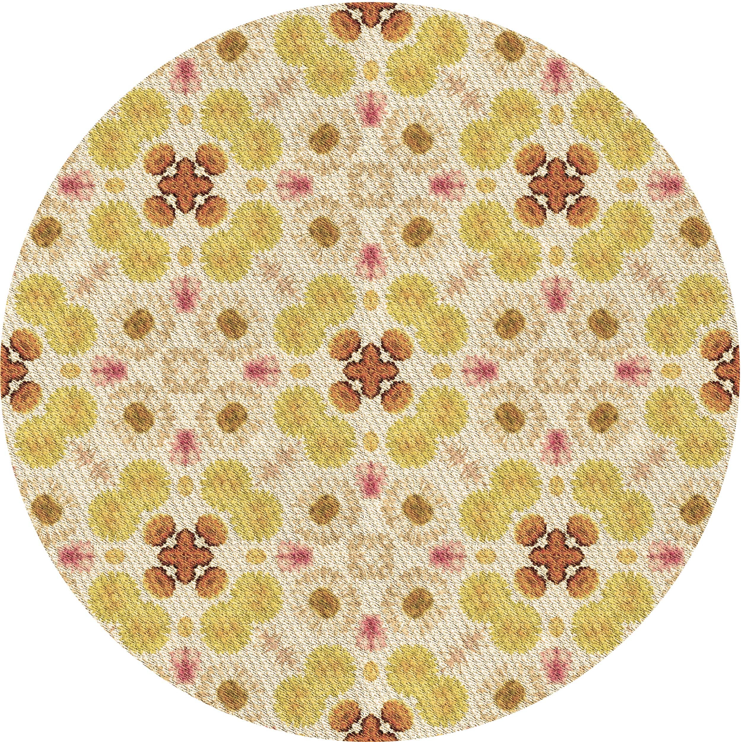 Ahgly Company Indoor Round Patterned Cardboard Brown Gold Area Rugs, 8 ...