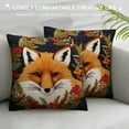 thumbnail image 3 of Awypu Hopyeer Adorable Fox Decor Throw Pillow Covers Cute Animal with Flower Wreath Art Painting Square Home Decorative Pillow Case Cushion Covers for Home Sofa, 3 of 5