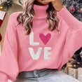 thumbnail image 3 of Valentine Sweaters for Women Juniors Loose Batwing Sleeve Turtleneck Sweater Knit Warm Pullover Sweater Shermie, 3 of 4