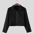 thumbnail image 4 of Ceisia Men Solid Cropped Full Zip Point Collar Long Sleeve Casual Streetwear Jacket Daily Layering Outerwear Gift, 4 of 9