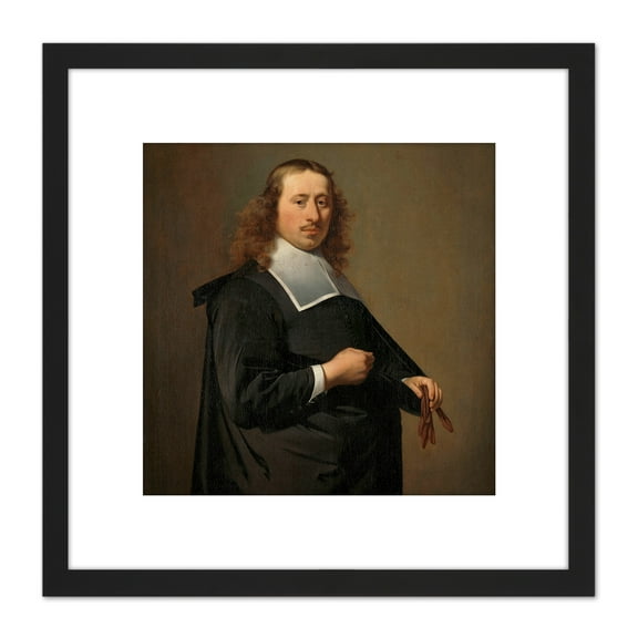 Everdingen Willem Baert Burgomaster Amsterdam 8X8 Inch Square Wooden Framed Wall Art Print Picture with Mount