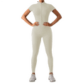 thumbnail image 1 of Combinaison d'Entraînement à Manches Longues pour Femmes, Fermeture Éclair, Justaucorps Blanc à Manches Courtes TG, 1 of 5