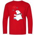 thumbnail image 3 of Inktastic Polar Bear, Bear with Scarf, Cute Bear, Snowflakes Long Sleeve Youth T-Shirt, 3 of 5