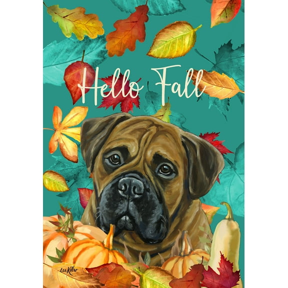 Bull Mastiff - Hippie Hound Studios Fall Garden Flag