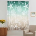 thumbnail image 2 of Green Ombre Coastal Sheer Curtains 45 Inches Long, Sea Nautical Summer Beach Starfish Coral Light Filering Curtains, Breathable Simi Curtain Privacy Drapes for Kitchen Bathroom Small Window Treatment, 2 of 9