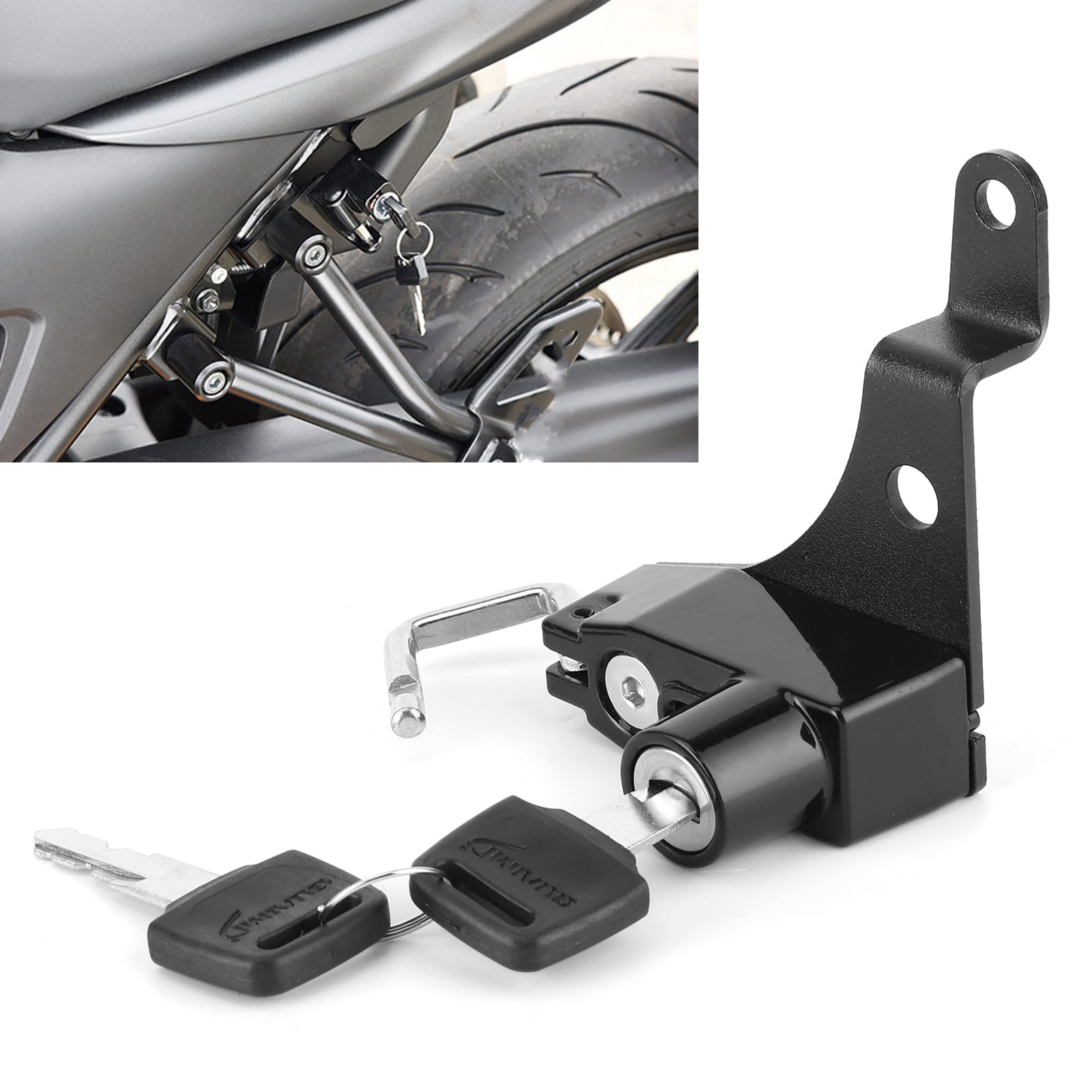 Serrure Antivol Casque Moto Compatible Yamaha MT-10 FZ-10 Noir - Neuf