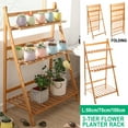 thumbnail image 2 of Plant Flower Stand Rack Shelf 3-Tier Bamboo Foldable Pot Racks Planter Organizer Display Shelves, 2 of 18