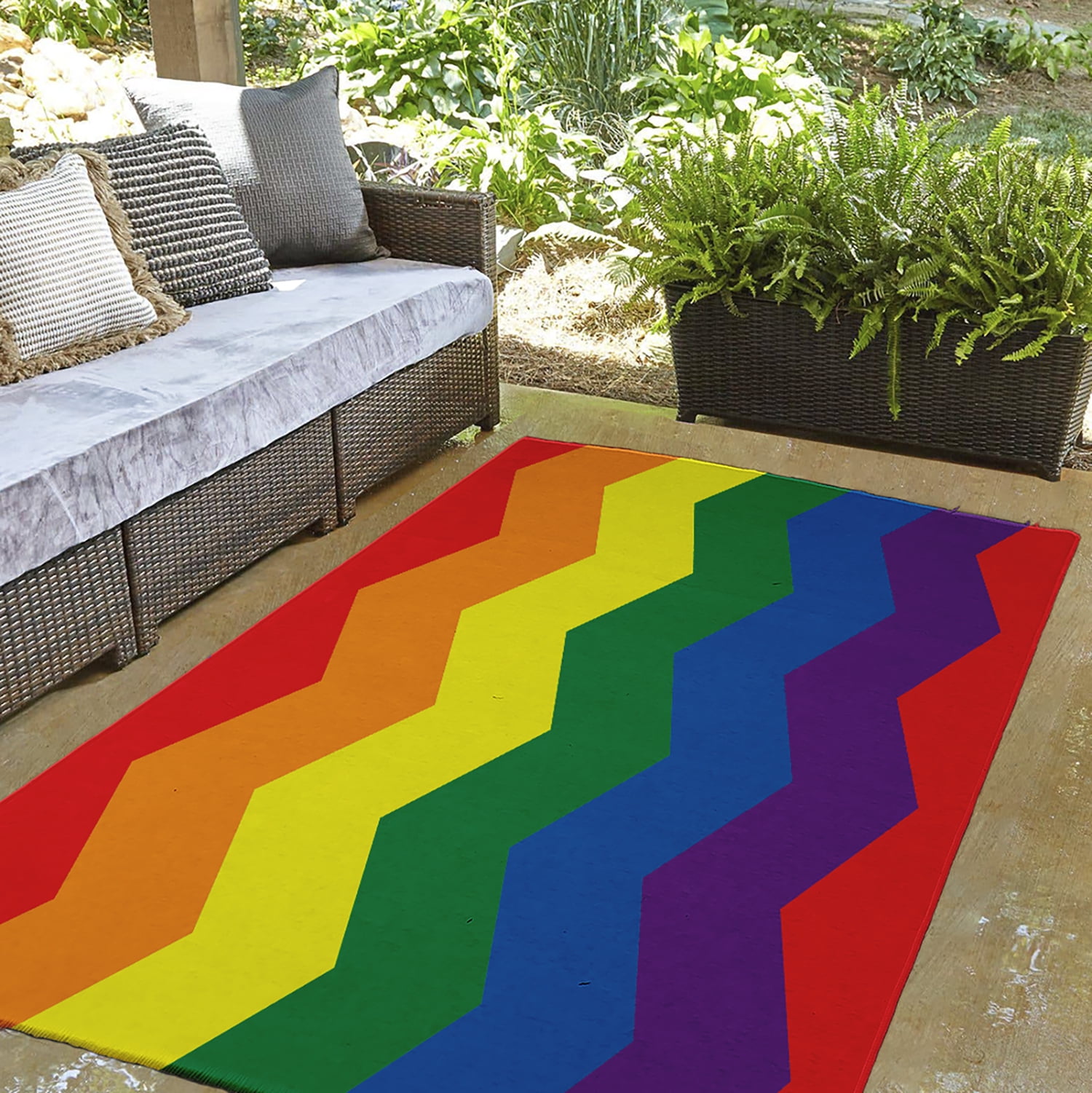 Simply Daisy 3' x 5' Pride Chevron Pride Chevron Chenille Indoor/Outdoor Rug