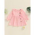 thumbnail image 2 of Suealasg Baby Girls Fall Dress 6M 1T 2T 3T Toddler Girls Flying Sleeve Crewneck A-line Dress Spring Autumn Dress, 2 of 7