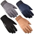 thumbnail image 1 of Guantes de invierno cálidos para hombre y mujer de gamuza Luokou con pantalla táctil y dos dedos y medio dedo para ciclismo al aire libre, con forro polar grueso, 1 of 4