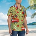 thumbnail image 5 of Balery Cartoon Fire Truck Print Men's Hawaiian Shirts Short Sleeve Beach Shirt Relaxed Fit Vacation Button Down Shirts-XX-Large, 5 of 9