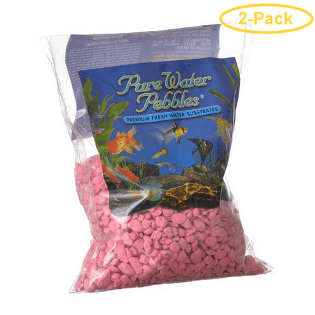 Neon Pebble - Pure Water Pebbles Aquarium Gravel - Neon Pink 2 lbs (3.1-6.3 mm Grain) - Pack of 2