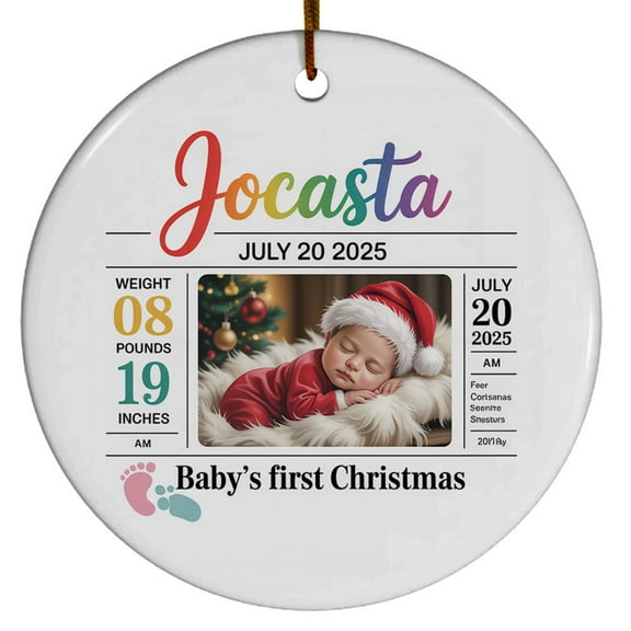 Baby First Christmas Picture Ornament, Name/Photo/Info Baby's First Christmas Ornament
