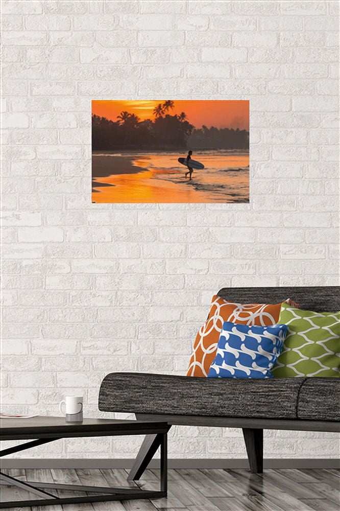 Surfing - Morning Walk Wall Poster, 14.725" x 22.375"