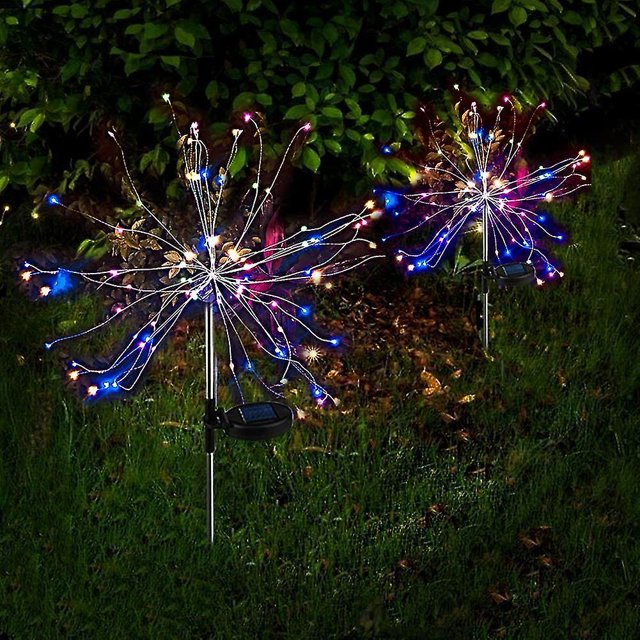 Luces solares de fuegos artificiales 150led para patio trasero Lámpara de estaca Decoraciones de jardín Blanco cálido - 150LEDs - Blanco frío Kuyhfg Bienvenido a Kuyhfg